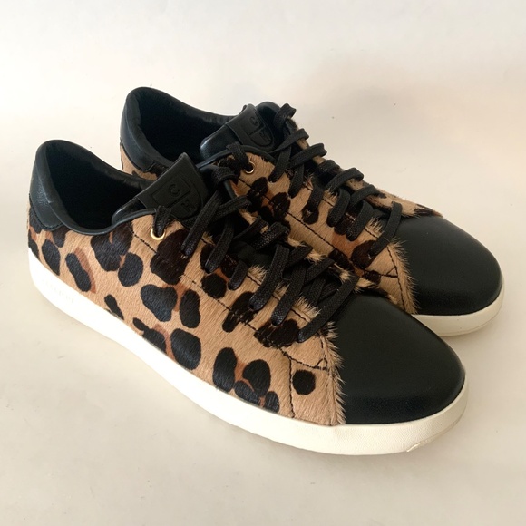 Cole Haan GrandPro tennis sneaker Lace Up Low-Top Leopard Cheetah Animal Print 8 - Picture 7 of 16